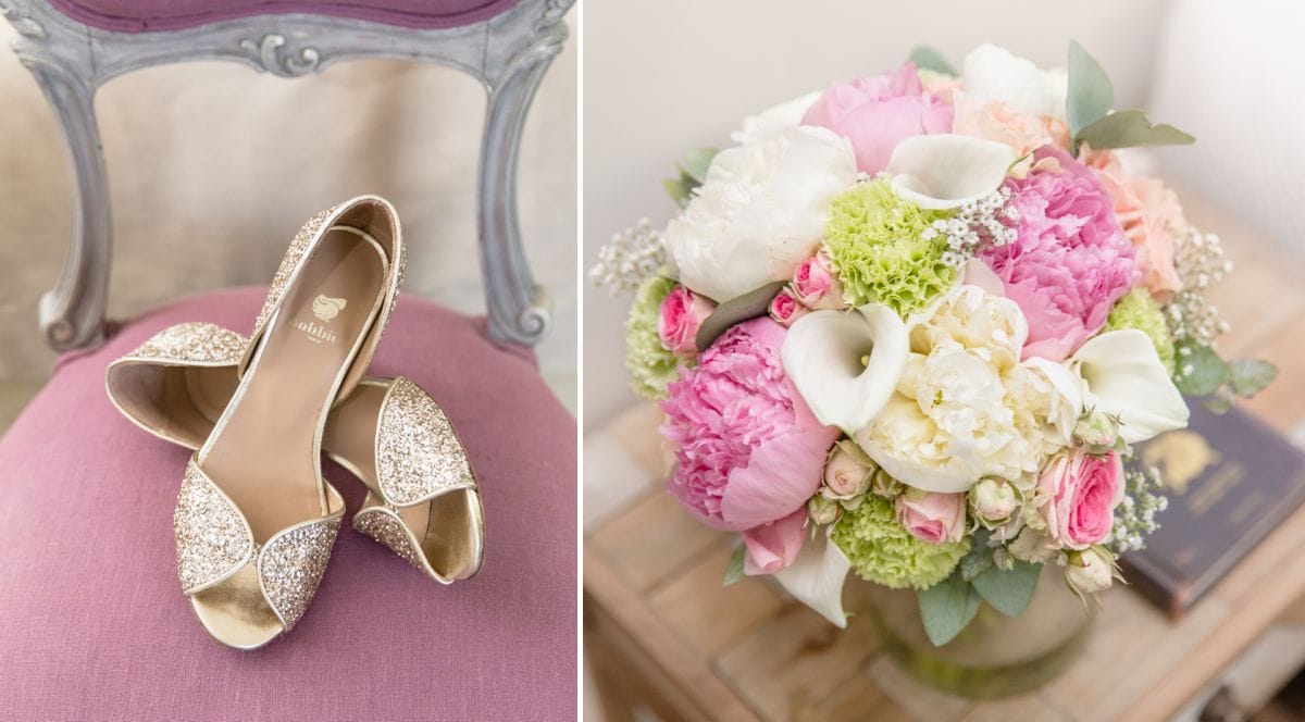 bouquet et chaussures mariage