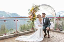 mariage en montagne à l'escale téléphérique chatel en haute savoie